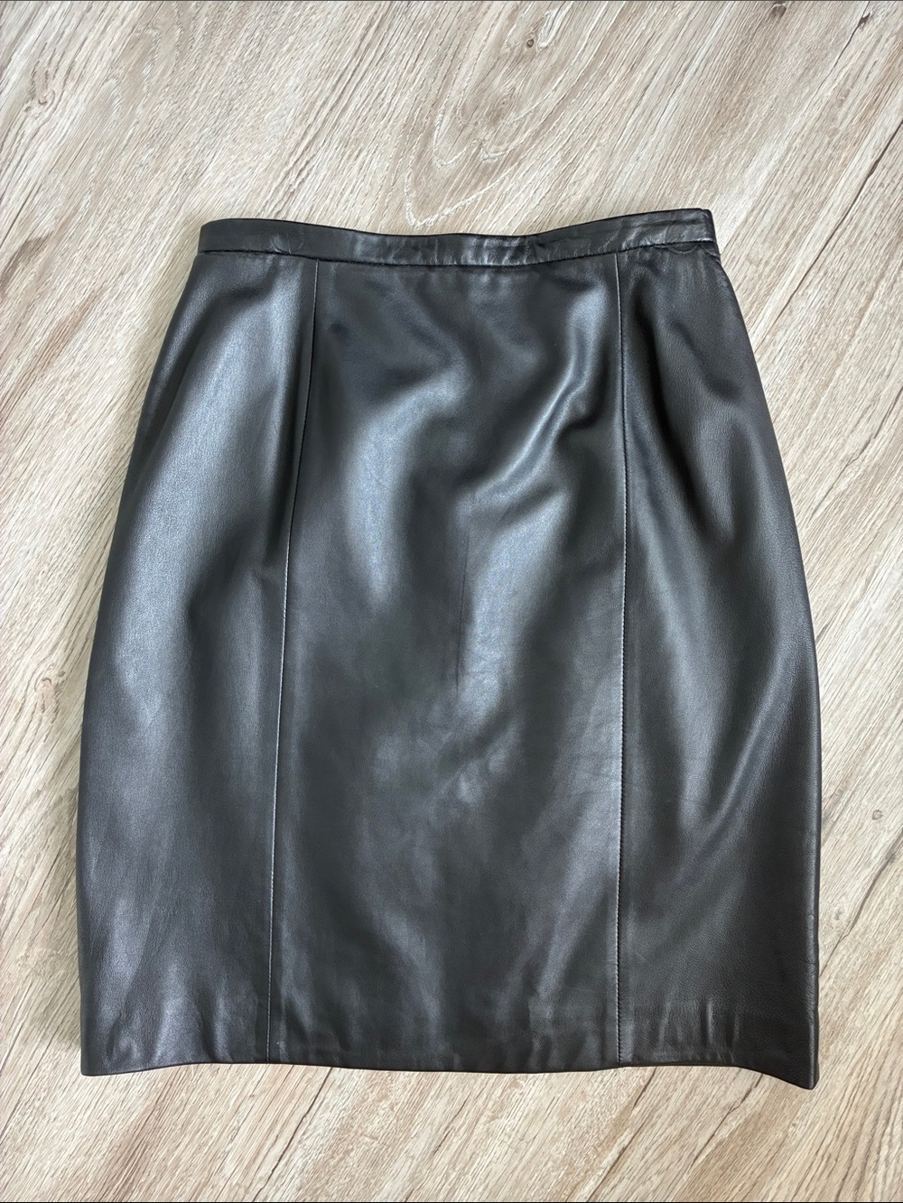 Vintage Ralph Lauren Black Leather Pencil Skirt